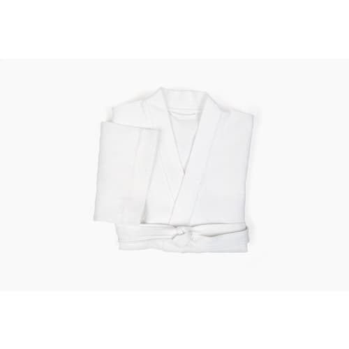 BOKSER Geneva Bathrobe, 100% Cotton, Kimono Collar, 48" L, White